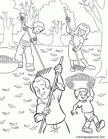 Clean Up Fallen Leaves in the Park Coloring Pages - Autumn Leaves Coloring  Pages - Coloring Pages For Kids And Adults
