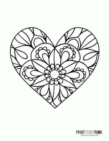 20 floral heart coloring pages - Print Color Fun!