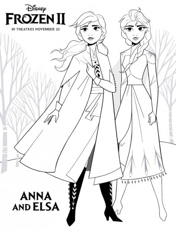 Anna and Elsa Frozen 2 Coloring Page - Free Printable Coloring Pages for  Kids