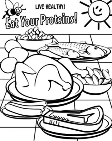 Live Healthy Eating Your Proteins Coloring Pages : Coloring Sun