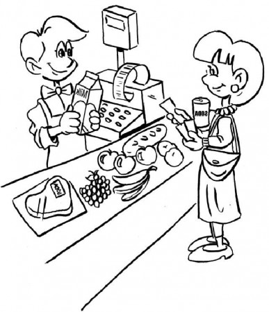 Grocery Cashier Jobs Coloring Page | Coloring pages, Coloring pages for  kids, Pokemon coloring pages