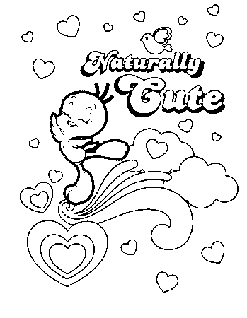 tweety bird coloring pages cute love hearts Coloring4free -  Coloring4Free.com