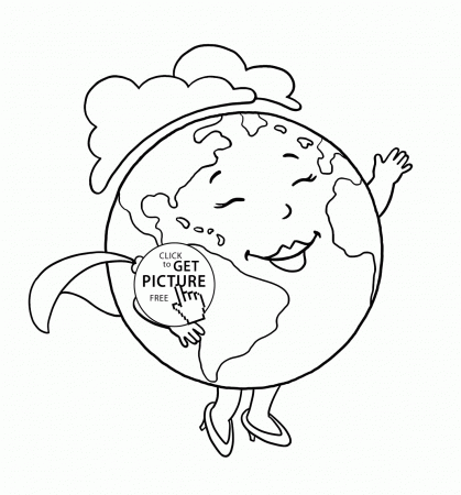 Planet Earth Lady - Earth Day coloring page for kids, coloring ...
