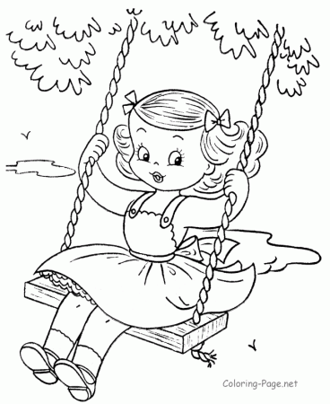 Summer Coloring Book Page - Summer swing