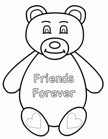 Teddy Bear (Friends Forever) - Coloring Page (Animals)