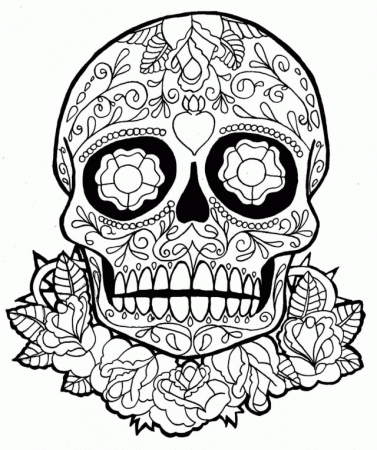 Coloring Pages Of Roses And Skulls - Coloring