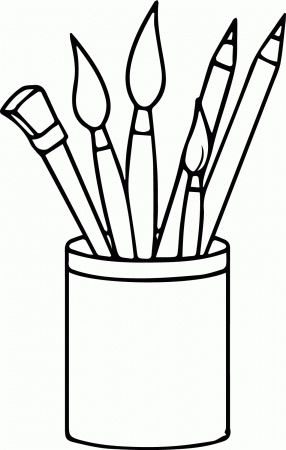 Art Supplies Pencils Paint Brushes Coloring Page | Wecoloringpage