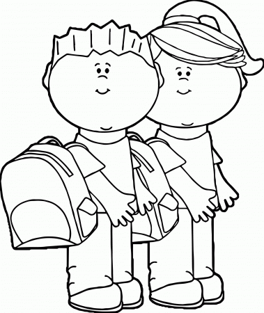 Kids Going To School Kids We Coloring Page | Wecoloringpage