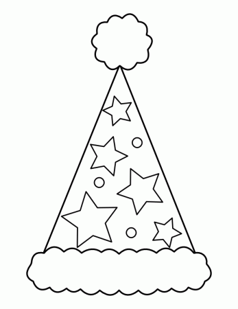 Printable Star Party Hat Coloring Page