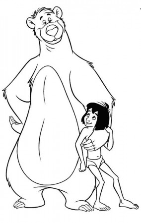 Baloo Teach Mowgli the Jungle Law in the Jungle Book Coloring Page ...