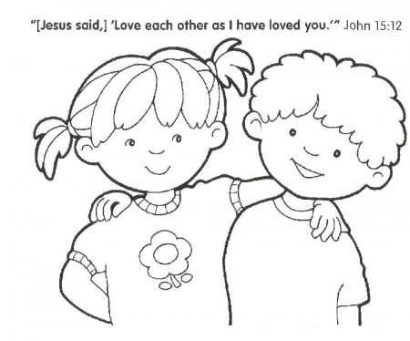 Online coloring pages Coloring page Children hugging the Bible, Download  print coloring page.
