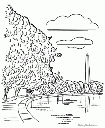 Historic Places - Washington Monument coloring page -008