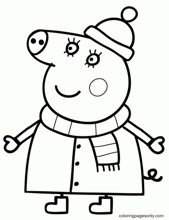 Mummy Pig in Winter Suit Coloring Pages - Peppa Pig Coloring Pages - Coloring  Pages For Kids And Adults