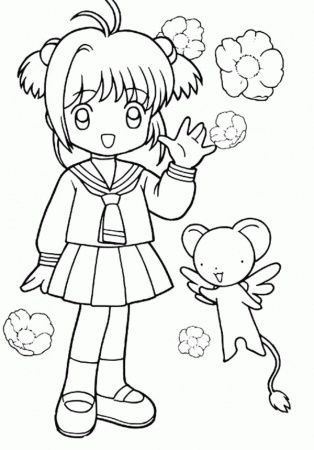 Chibi Sakura and Kero from Cardcaptor Sakura Coloring Page: Chibi ...