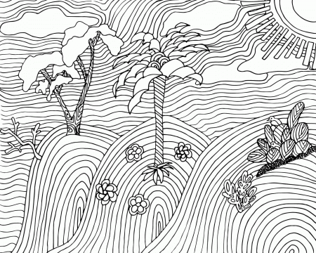 FREE Landscape Coloring Page for Grown Ups and Teens