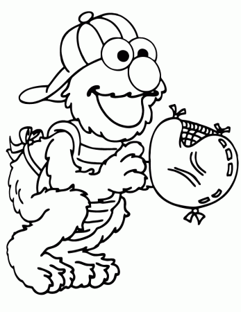 Baseball Catcher Elmo Coloring Page | Free Printable Coloring Pages