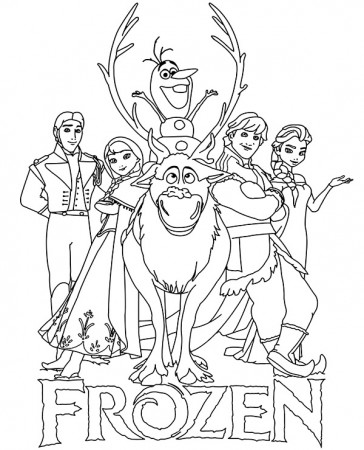Logo and main characters Frozen coloring pages for children