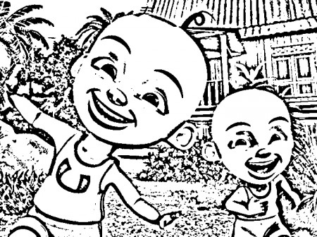 Upin & Ipin Celebrating Eid Al-Fitr Colouring Pages - Picolour