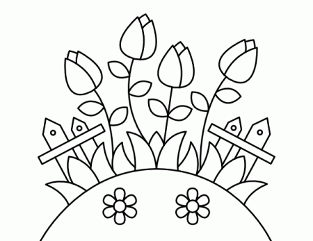 Printable Flowers On a Hill Coloring Page