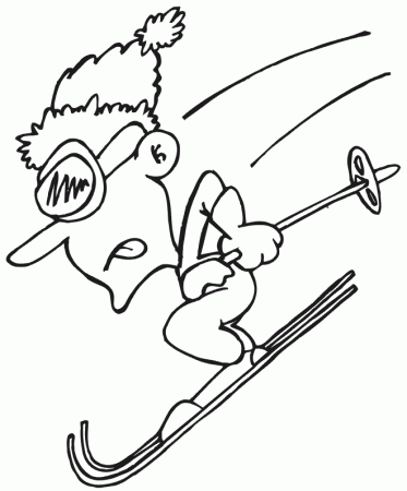 Skiing Coloring Page | Cartoonish Downhill Skier