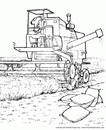 Farm equipment coloring page | Harvester machine in the field | Farm  coloring pages, Farm animal painting, Coloring pages
