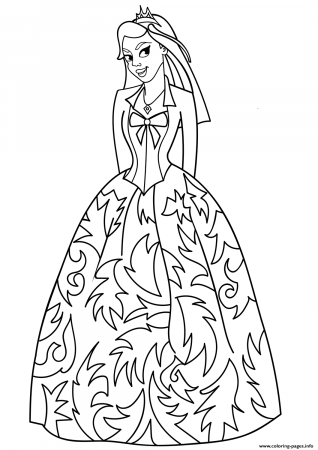 Princess Fancy Dress Coloring Pages Printable
