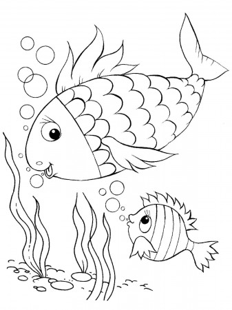 Online coloring pages Coloring page Big and small fish fish, Coloring pages  for kids.