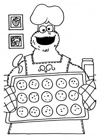 Cookie Monster / Baking (Coloring Pages) | Monster coloring ...