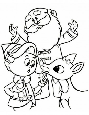 Santa and Elf coloring pages