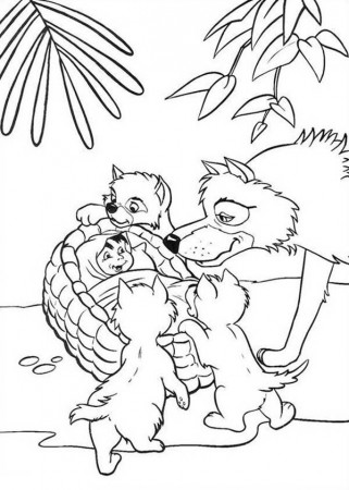 Little Mowgli Found by Akela in Jungle Book Coloring Pages | Bulk ...