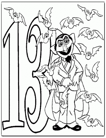 Best Photos of Number 13 Coloring Page - Count Dracula Sesame ...