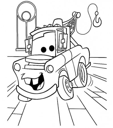 Tow Mater In The Garage Coloring Pages