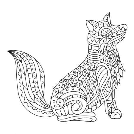 Premium Vector | Hand drawn of fox in zentangle style