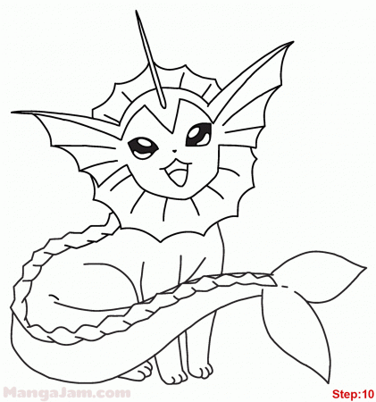 How to Draw Vaporeon from Pokemon | how to draw manga 3d