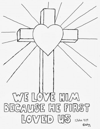Cross Coloring Picture, We love him Because He First Loved Us. 1 ...
