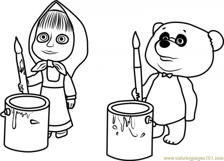 Masha and Panda Coloring Page for Kids - Free Masha and the Bear Printable Coloring  Pages Online for Kids - ColoringPages101.com | Coloring Pages for Kids