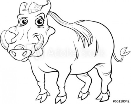 warthog animal cartoon coloring book Stock Vector | Adobe Stock