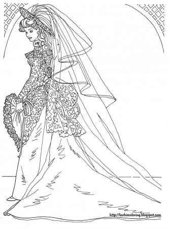 BARBIE COLORING PAGES: BARBIE WEDDING DRESS COLORING PAGES