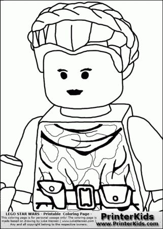 Lego Star Wars - Padme Amidala - Closeup Warrior - Coloring Page ...