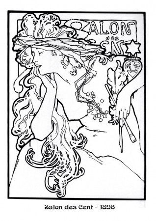Alphonse Mucha - The Salon | Alphonse mucha, Art nouveau, Colori