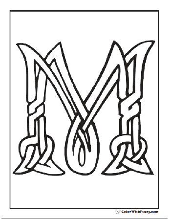 Letter M Celtic Coloring Page