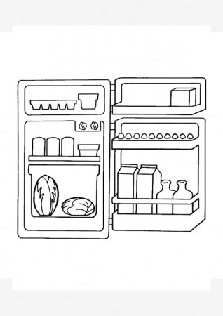 Open Refrigerator Coloring Page