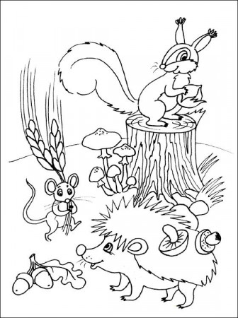 Coloring page with animals in the autumn | Coloring pages | Fall coloring  pages, Monster coloring pages, Coloring pages