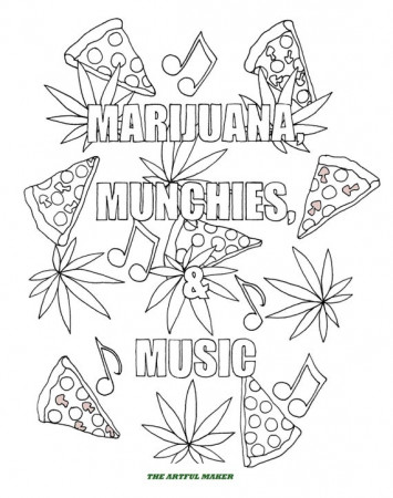 Marijuana Munchies & Music Adult Coloring Pages by The | Etsy