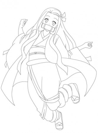Nezuko Demon Slayer Coloring Page - Free Printable Coloring Pages for Kids