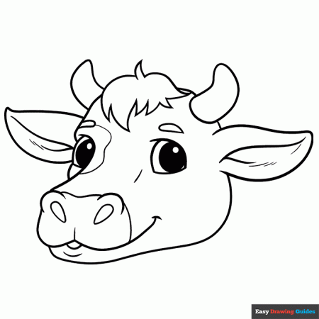 Cow Face and Head Coloring Page | Easy Drawing Guides