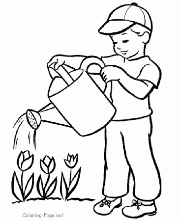 water the plants coloring - Clip Art Library