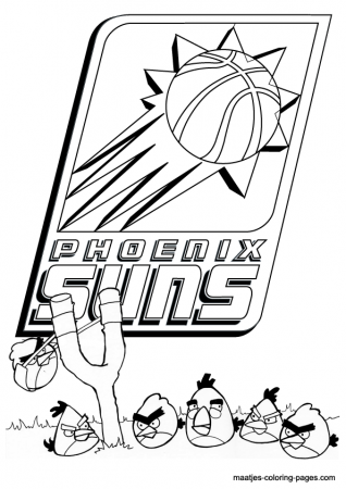 Angry Birds and Phoenix Suns NBA coloring pages