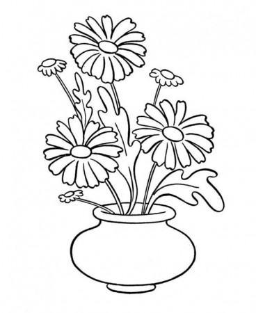 Vase with Flowers Coloring Page - Get Coloring Pages