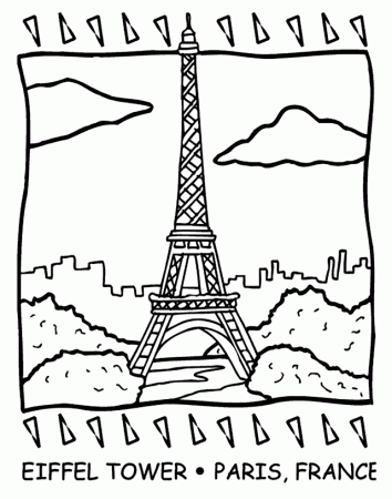 Eiffel Tower Coloring Sheet - Coloring Pages for Kids and for Adults